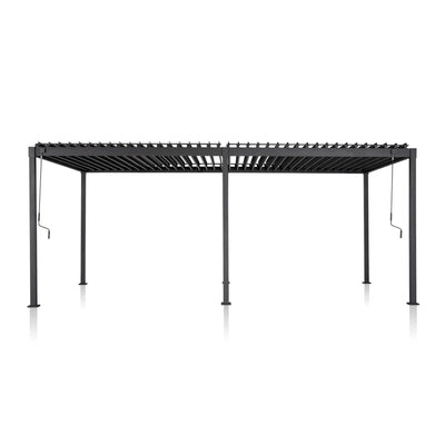 Metal Frame Pergola Built for Year-Round Use, Adjustable Louvered Roof, Crank Control, Weather Resistant