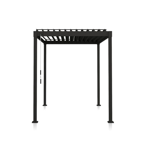Metal Frame Pergola Built for Year-Round Use, Adjustable Louvered Roof, Crank Control, Weather Resistant