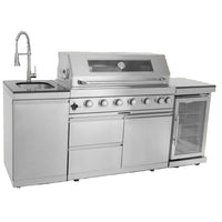 Outdoor Kitchen Island Built for Professional Entertaining, 6 Burners, 85000 BTU, Wine Cooler, Granite Top