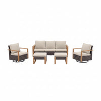 Wicker Patio Furniture Sets,5 Pieces Outdoor Conversation Sets with Swivel Rocker Chairs Sofa and Ottomans for Deck Porch Poolside