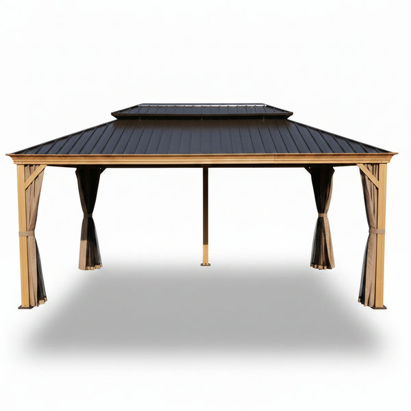 Gazebo 12-Ft X 20-Ft Hardtop Roof Aluminum Gazebo (Screen Included)