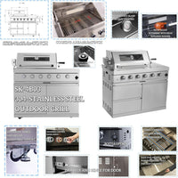 Outdoor Kitchen Island Built for Entertaining, 72000 BTU 4-Burner Gas Grill, Granite Countertops, Refrigerator